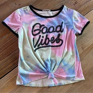 Good Vibes Tie Dye Design Top Sz XS